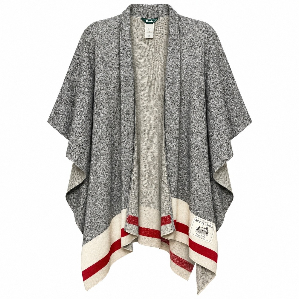 Roots Cabincore Poncho Wrap Women O/S Gorpcore Heritage Lounge Canadiana Cozy